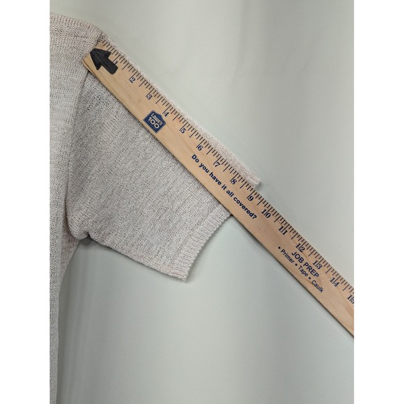 Sag Harbor Petite Beige Button Down Short Sleeve Knit Cardigan Top - Picture 6 of 9